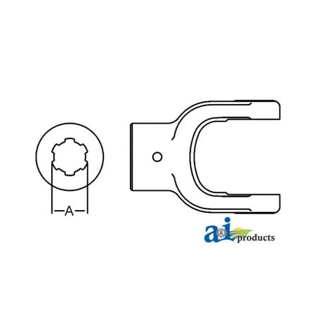 A & I Products Implement Yoke, Splined 1 3/8" - 6 Spline w/ 8mm Pin Hole 2" x3" x3" A-W041299